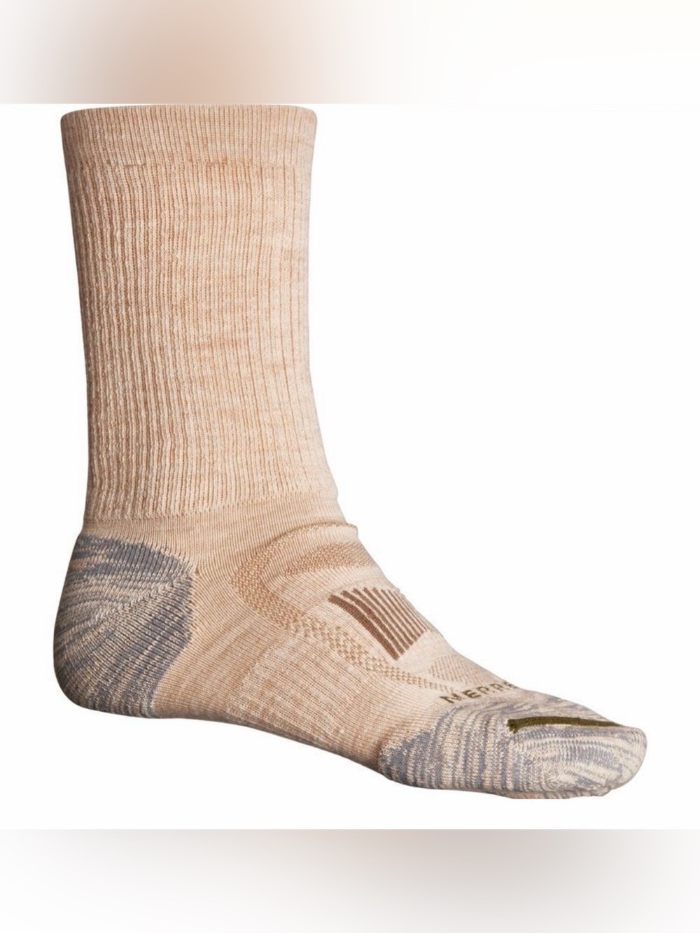 Merrell Men’s Oatmeal Zoned Wool Crew Hiking Socks